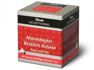 herbata czarna Dilmah Exceptional Maharajah Reserve Assam Exceptional, stokowa, piramidki, 20 torebek