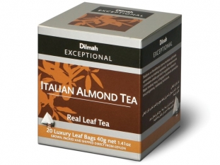 herbata czarna Dilmah Italian Almond Tea Exceptional, stokowa, piramidki, 20 torebek