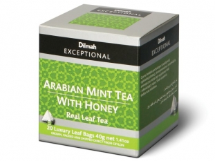herbata czarna Dilmah Arabian Mint Tea with Honey Exceptional, stokowa, piramidki, 20 torebek