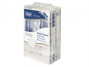 rczniki papierowe skadane ZZ TORK Premium Hand Towel Interfold Extra Soft H2 100297, biae z nadrukiem, 21x100 szt./op.