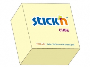 karteczki samoprzylepne Stick'n 76x76 mm, kostka ta pastelowa, 400 kartek