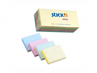 karteczki samoprzylepne Stick'n 38x51 mm, mix 4 kolorw pastelowych, 12x100 kartek