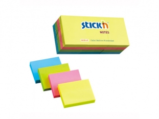 karteczki samoprzylepne Stick'n 38x51 mm, mix 4 kolorw neonowych, 12x100 kartek