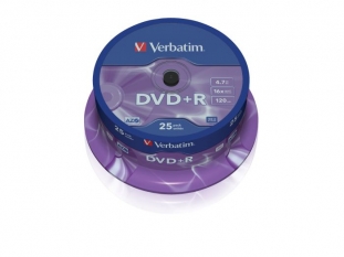 pyty DVD+R Verbatim 4,7GB x16 cake 25 szt.