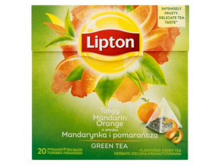 herbata zielona Lipton, mandarynka i pomaracza, 20 torebek,piramidki