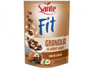 patki niadaniowe Sante fit granola, orzechowo-kakaowe, bez dodatku cukru 300g