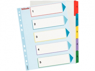 przekadki do segregatora A4 Maxi numeryczne 1-5 Esselte Mylar, z laminowan kart opisow